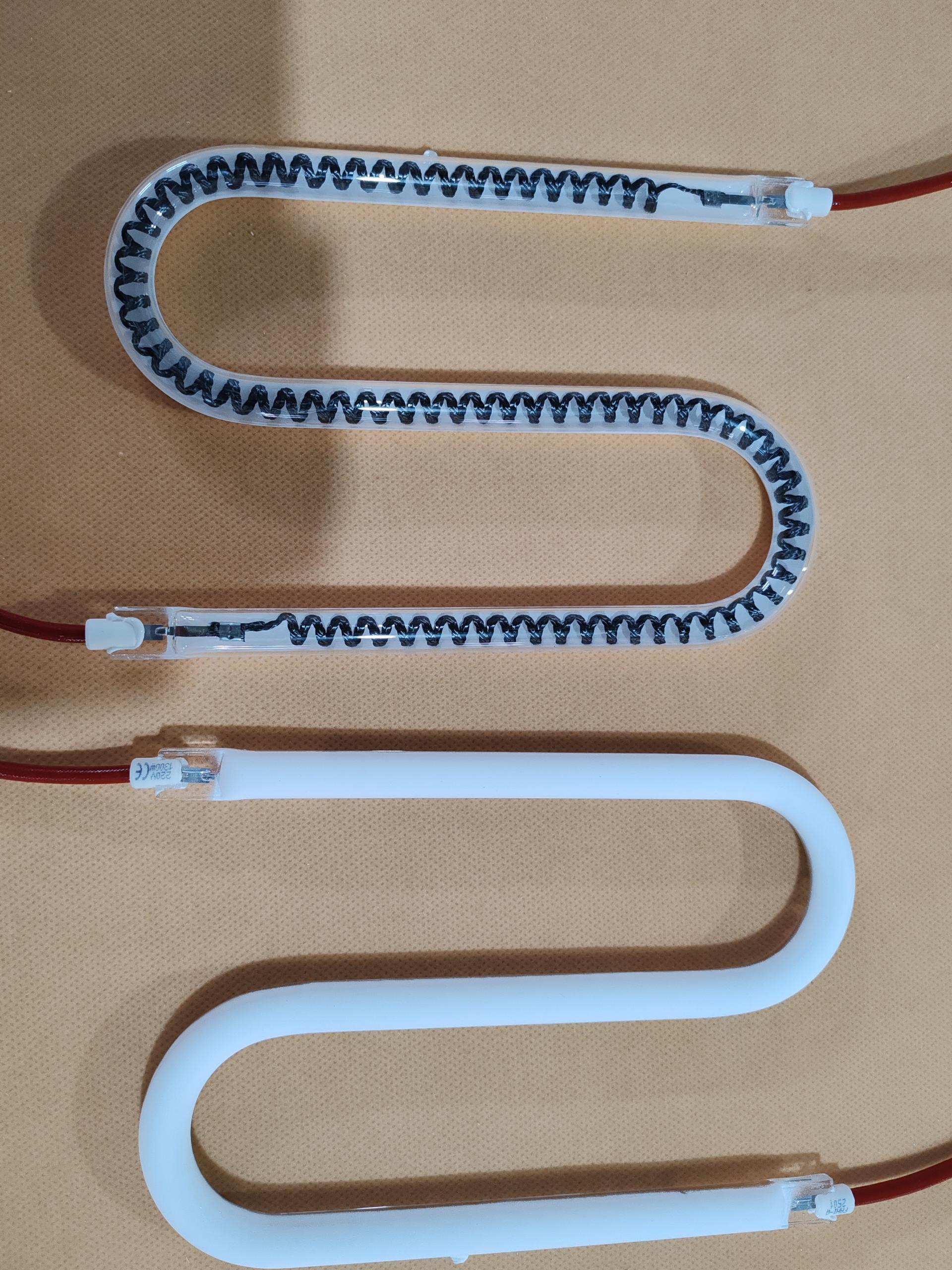 2.5um medium wave 2500w 1260mm quartz carbon infrared heating lamp with big round ceramic
